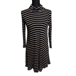 AEO American Eagle Soft & Sexy Black and Beige Striped Sweater Dress Women's M